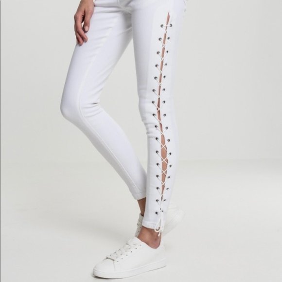 PacSun Denim - NWT PacSun Sz 28 White Lace up Side Jeans Skinny Stretch